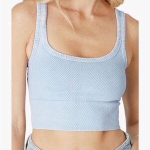 NIKIBIKI Women Seamless Vintage Chevron Ribbed Crop Top, Made in U.S.A, One Size